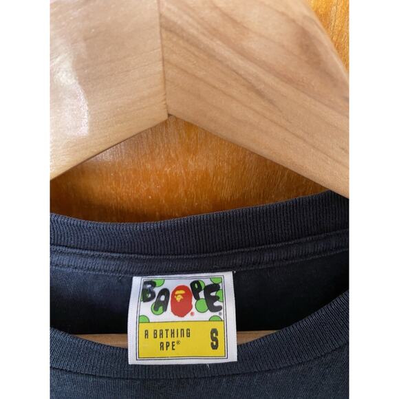 A BATHING APE BAPE College Font Graphic T Shirt Vintage Single Stitch Sz S Black - Picture 5 of 12